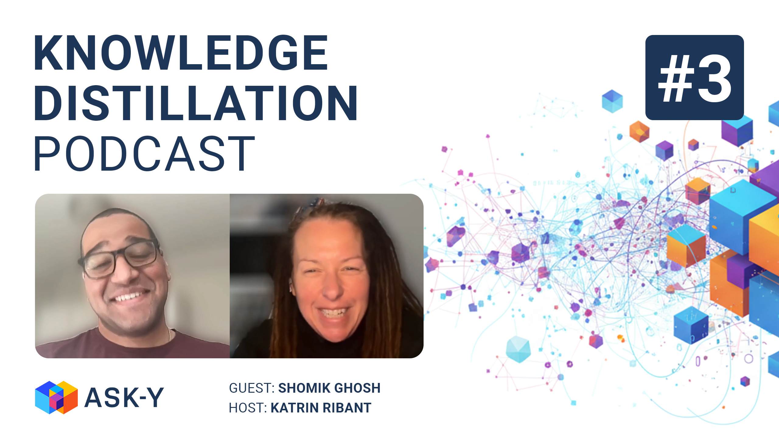 Knowledge Distillation Podcast episode 3 cover featuring host Katrin Ribant and venture capitalist Shomik Ghosh discussing AI hype cycles, venture capital perspectives, and human skills that AI will not replace.